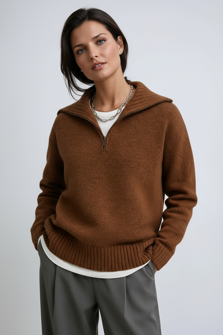 Amara | Knitted Zip-Up Turtleneck