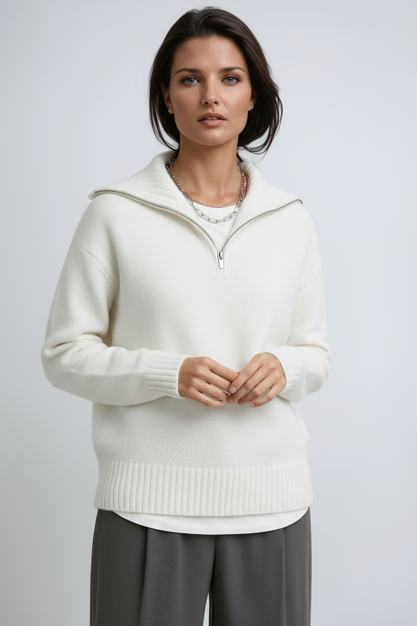Amara | Knitted Zip-Up Turtleneck