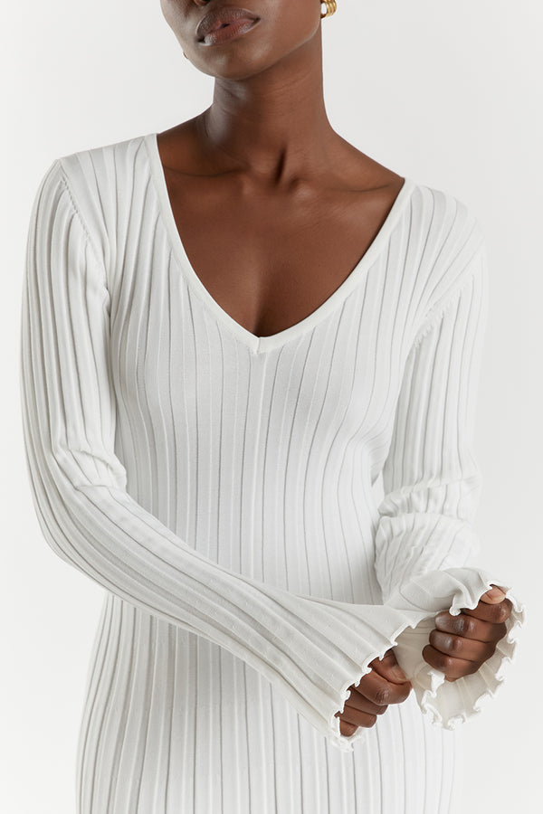 Dianara™ | V-neck knitted midi dress with sleeves (copy)