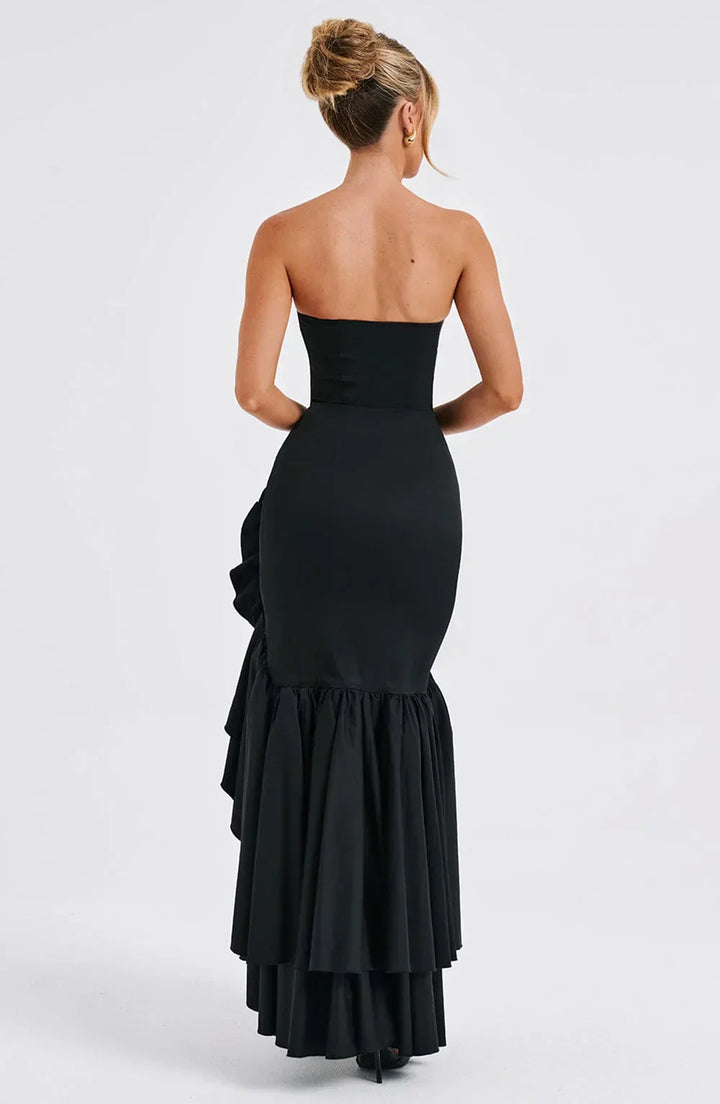 Xyrelle™ | Sleeveless maxi dress with slit and ruffles