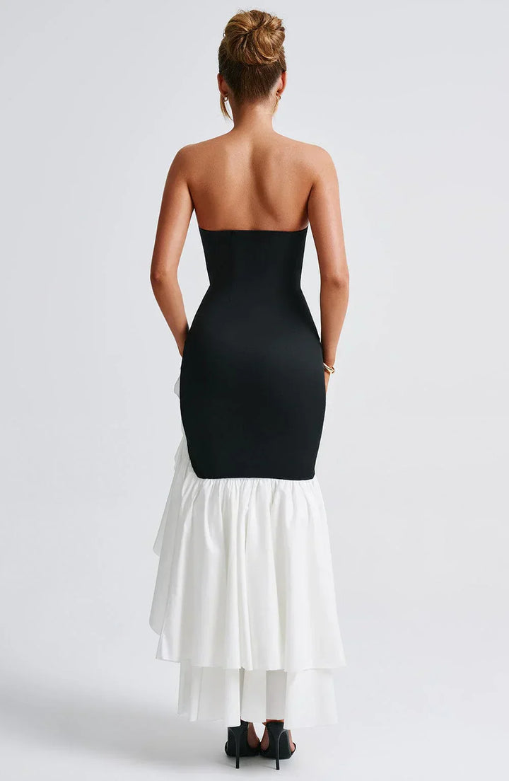 Xyrelle™ | Sleeveless maxi dress with slit and ruffles
