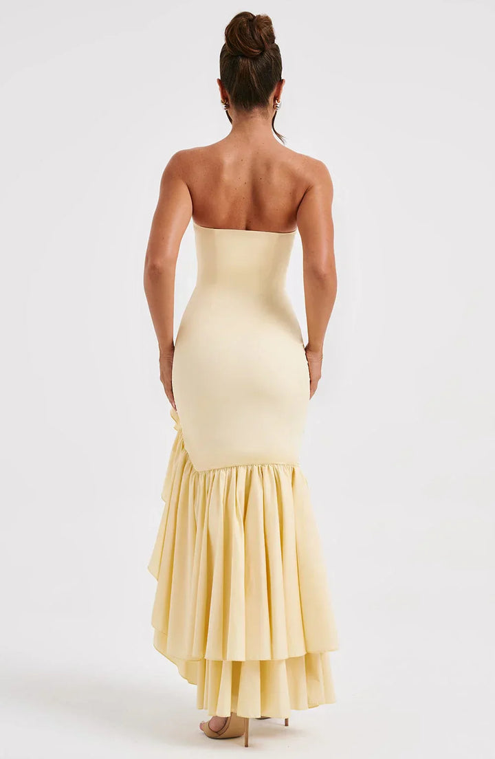 Xyrelle™ | Sleeveless maxi dress with slit and ruffles