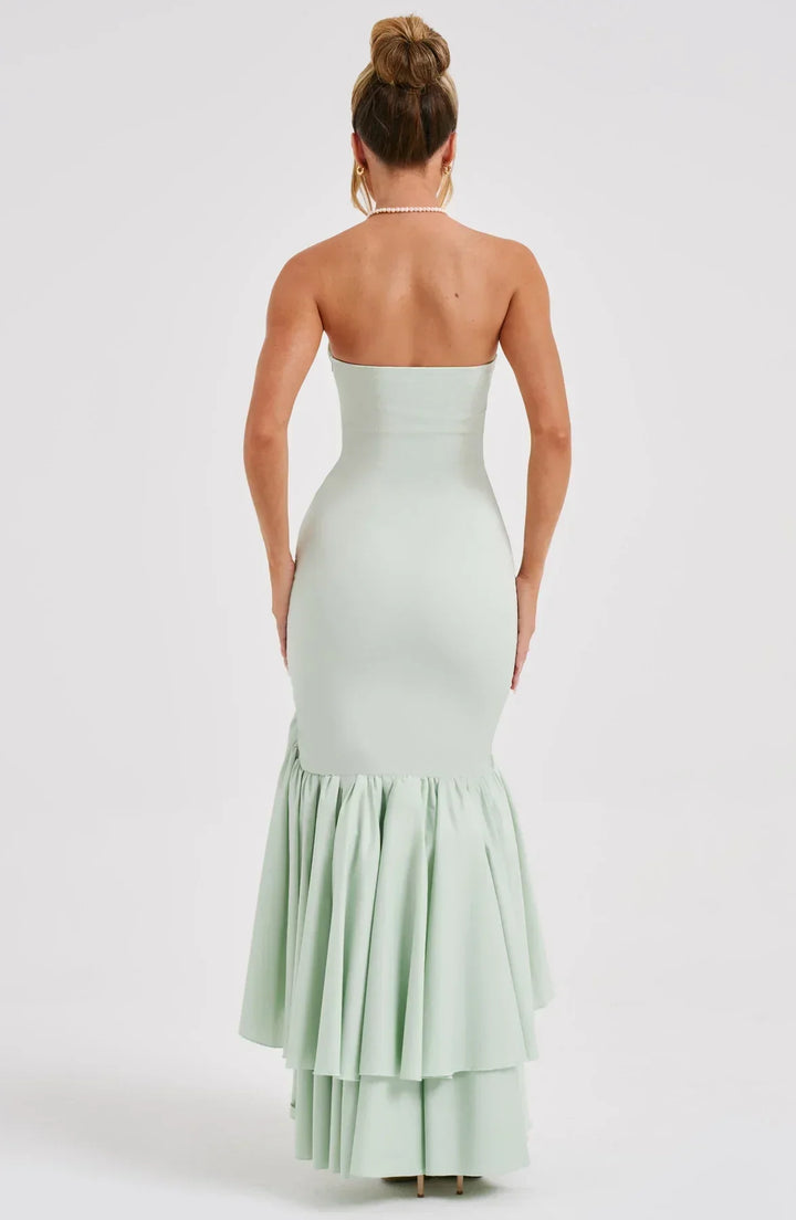 Xyrelle™ | Sleeveless maxi dress with slit and ruffles