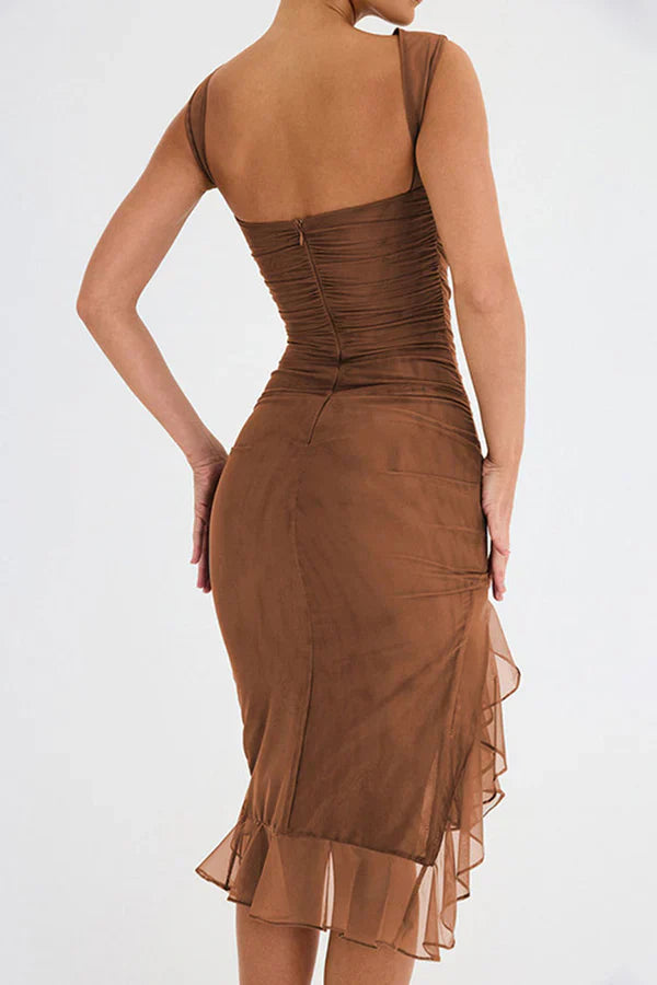 Lorienne ™ | Boat-neck ruffle sheath dress