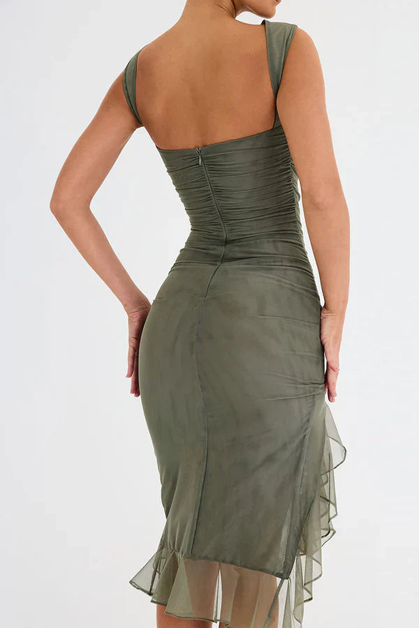 Lorienne ™ | Boat-neck ruffle sheath dress