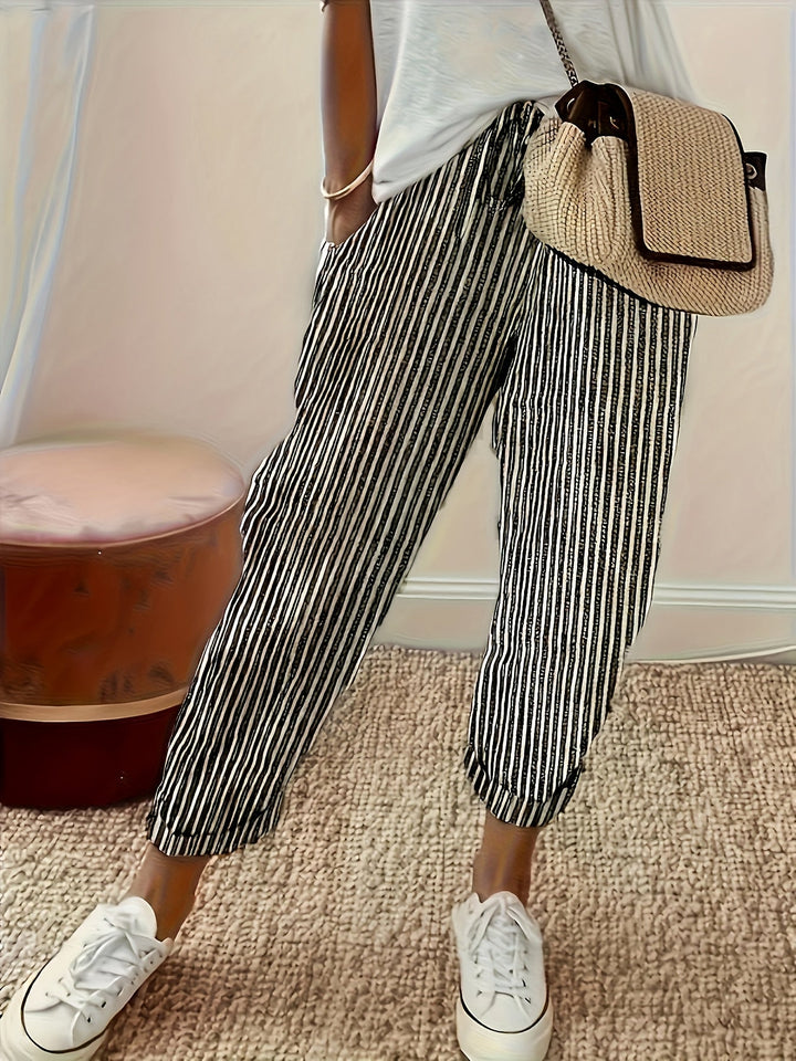 Elena - Striped pants with wide legs