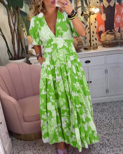 Isabeau - Comfortable Maxi Dress with V-Neck and Pockets
