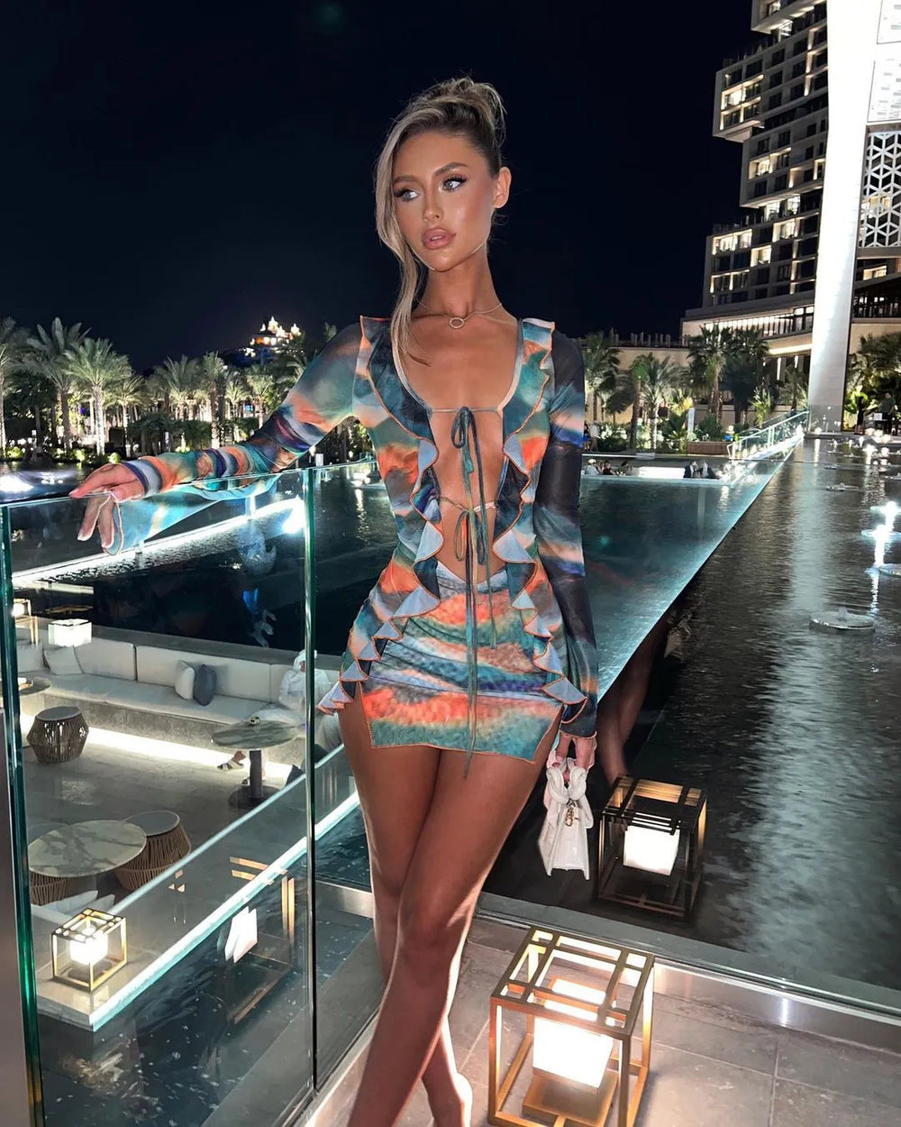 Caelina™ | Printed ruffle beach dress