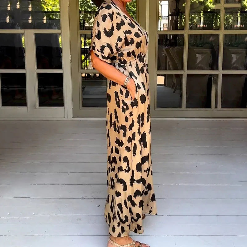 Helga - Maxi abito con stampa leopardo