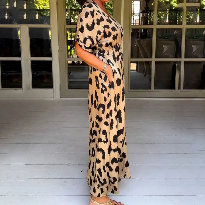 Helga - Maxi abito con stampa leopardo