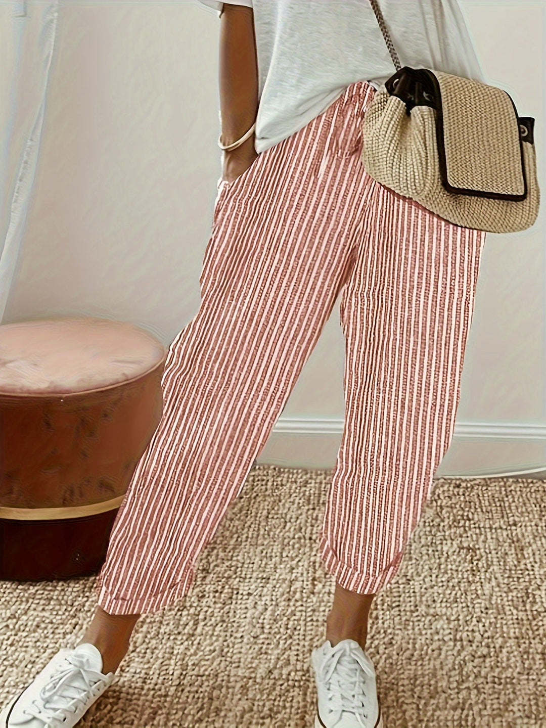 Elena - Striped pants with wide legs