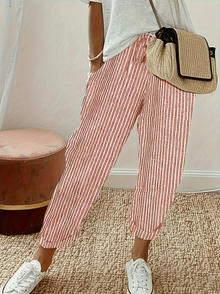 Elena - Striped pants with wide legs