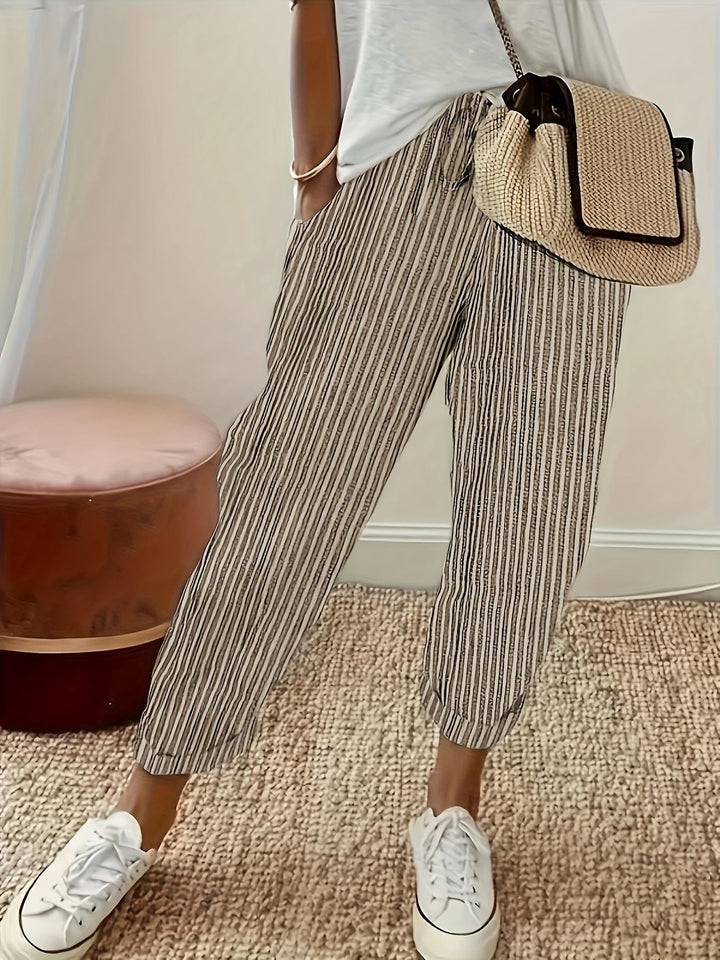 Elena - Striped pants with wide legs