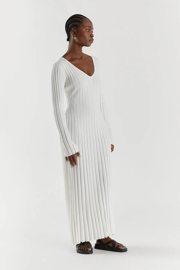 Dianara™ | Abito midi in maglia con scollo a V e maniche (copia)