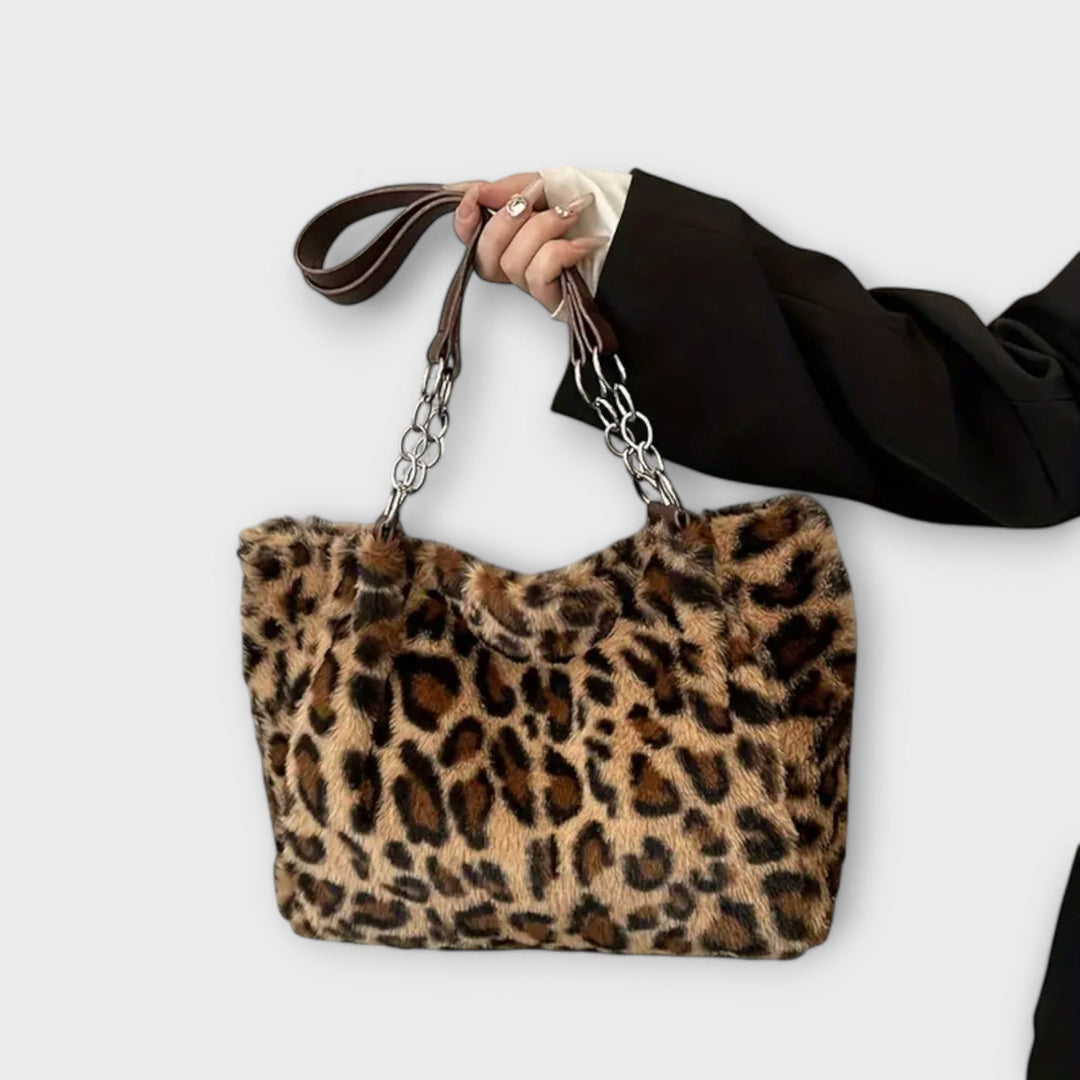 Morwen - Trendy Leopard Skin Inspired Tote in Soft Faux Fur