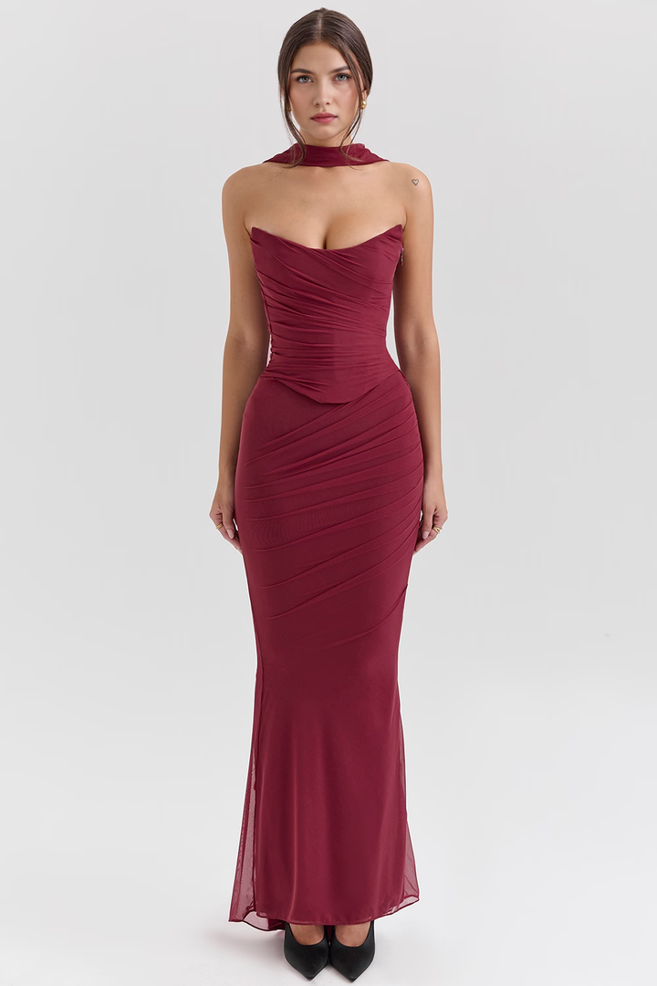 SERAPHINA - MESH CORSET MIDI DRESS