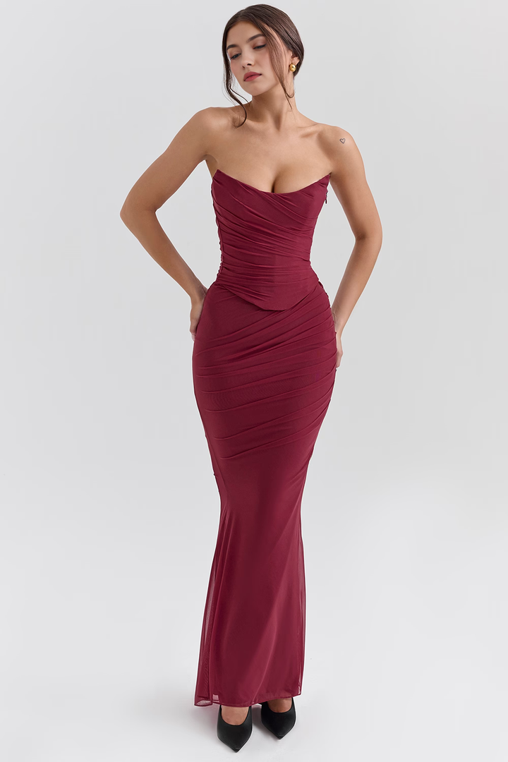 SERAPHINA - MESH CORSET MIDI DRESS