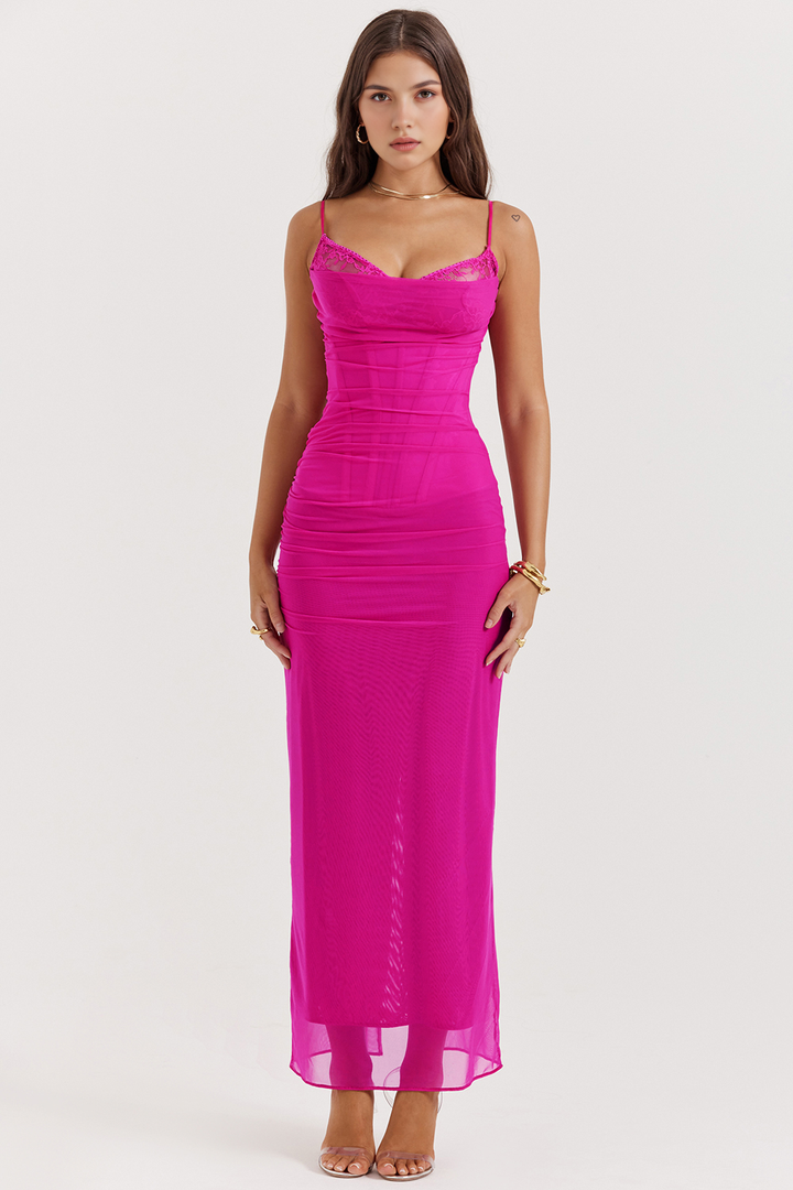 AURELIA - LACE MESH MAXI DRESS