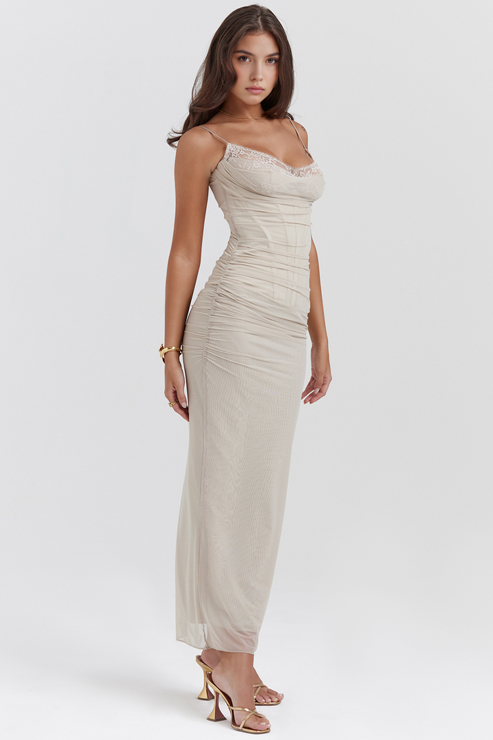 AURELIA - LACE MESH MAXI DRESS