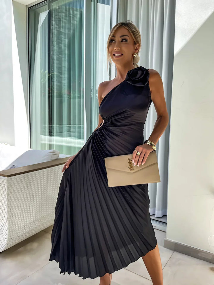 Lizbeth - Maxi abito con spalla a fiori