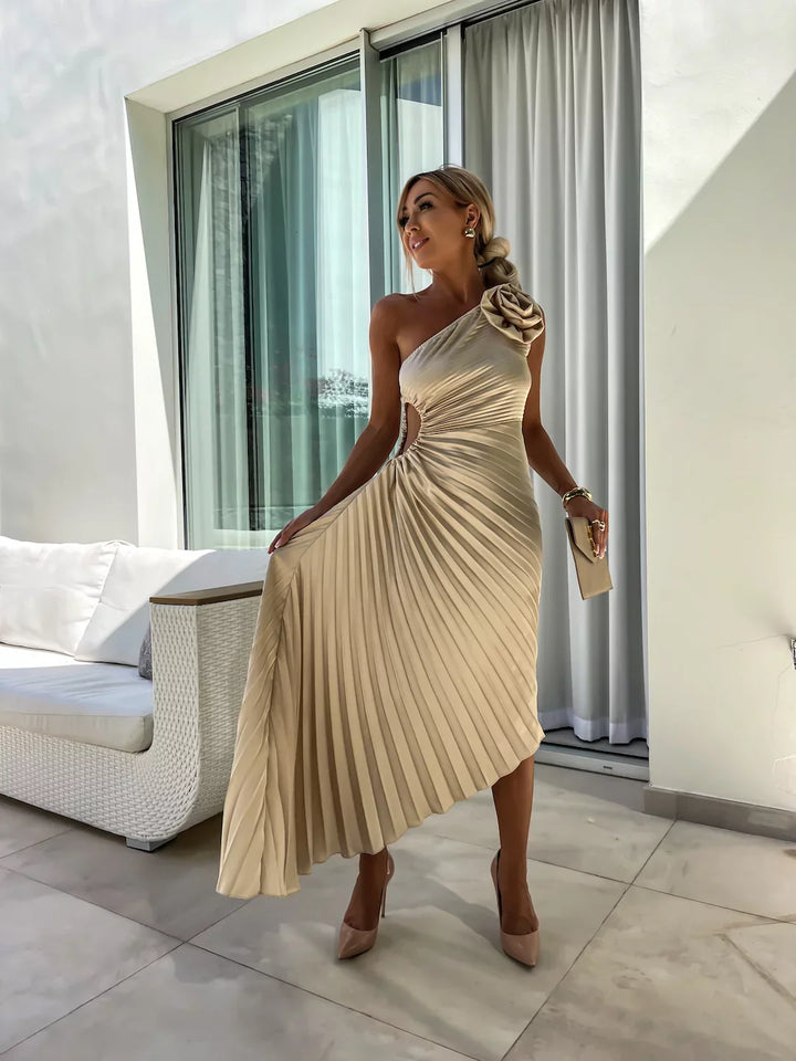 Lizbeth - Maxi abito con spalla a fiori