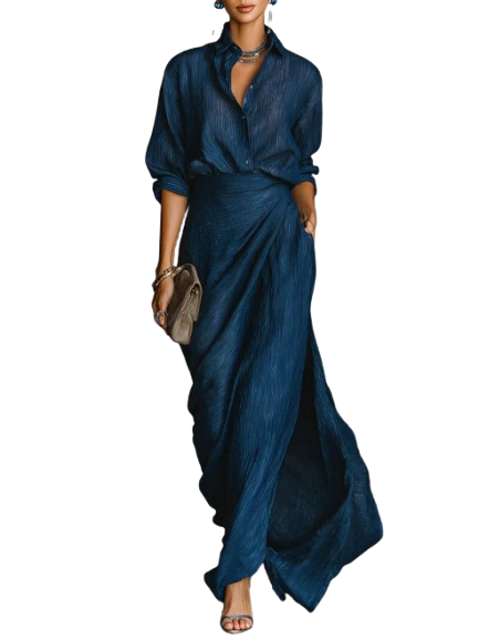 Cielo - Deep Blue Draped Maxi Dress