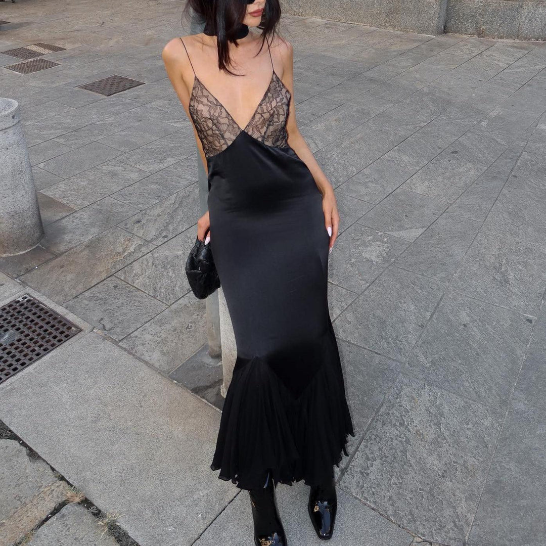 Noreia ™ | Mesh maxi dress with spliced lace