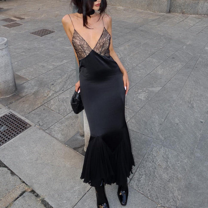 Noreia ™ | Mesh maxi dress with spliced lace