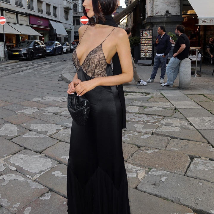 Noreia ™ | Mesh maxi dress with spliced lace