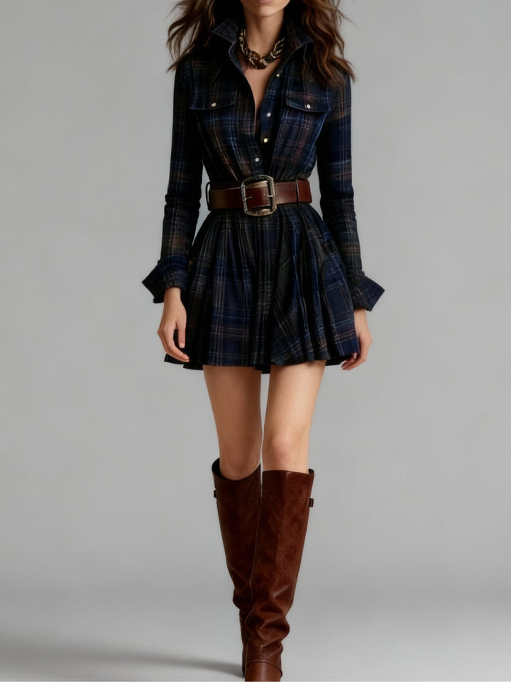 Magdalena | Elegant short checkered dress