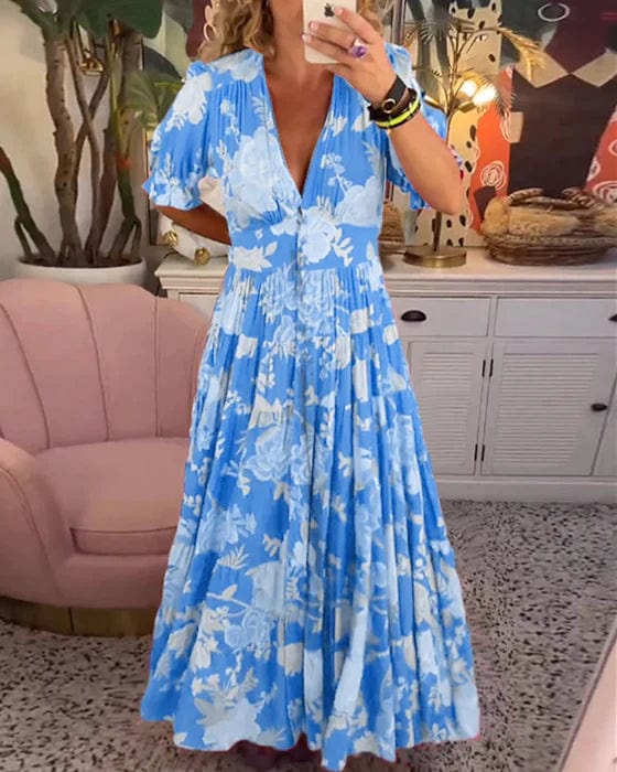 Isabeau - Comfortable Maxi Dress with V-Neck and Pockets