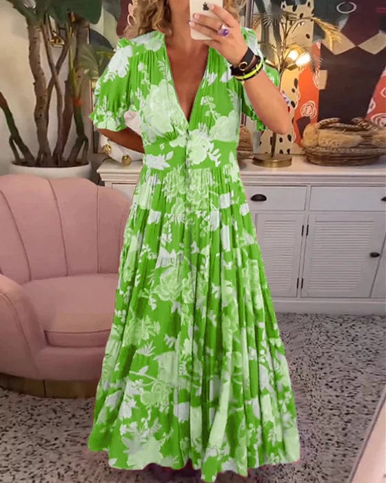Isabeau - Comfortable Maxi Dress with V-Neck and Pockets
