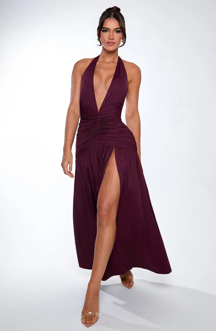 Sabine™ | Backless maxi dress with knot slit