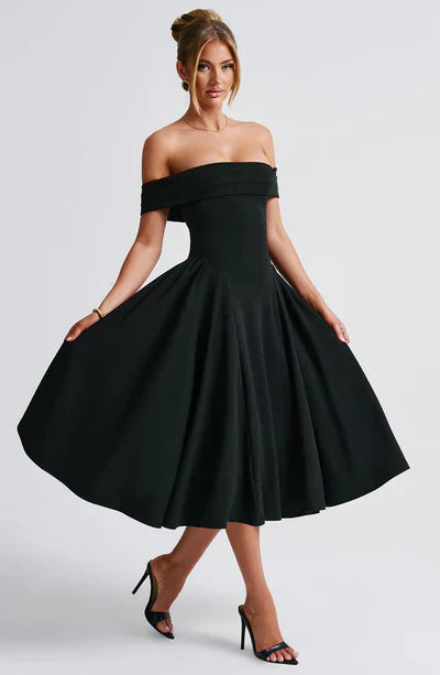 Tahlia™ | Off-shoulder pleated midi dress