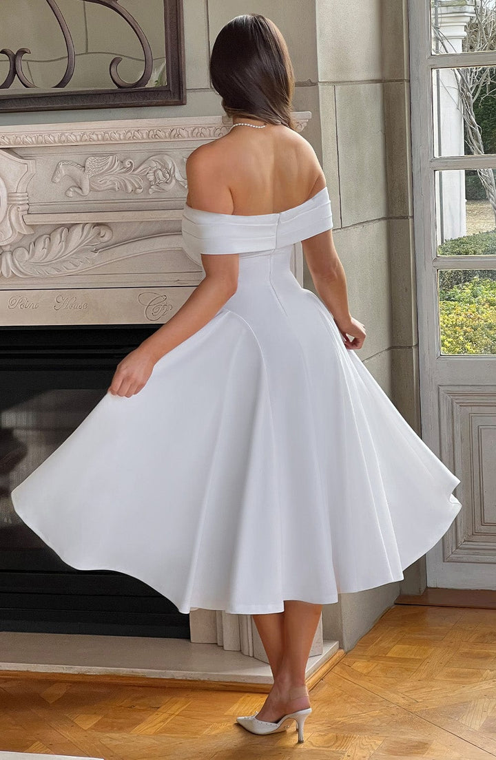 Tahlia™ | Off-shoulder pleated midi dress