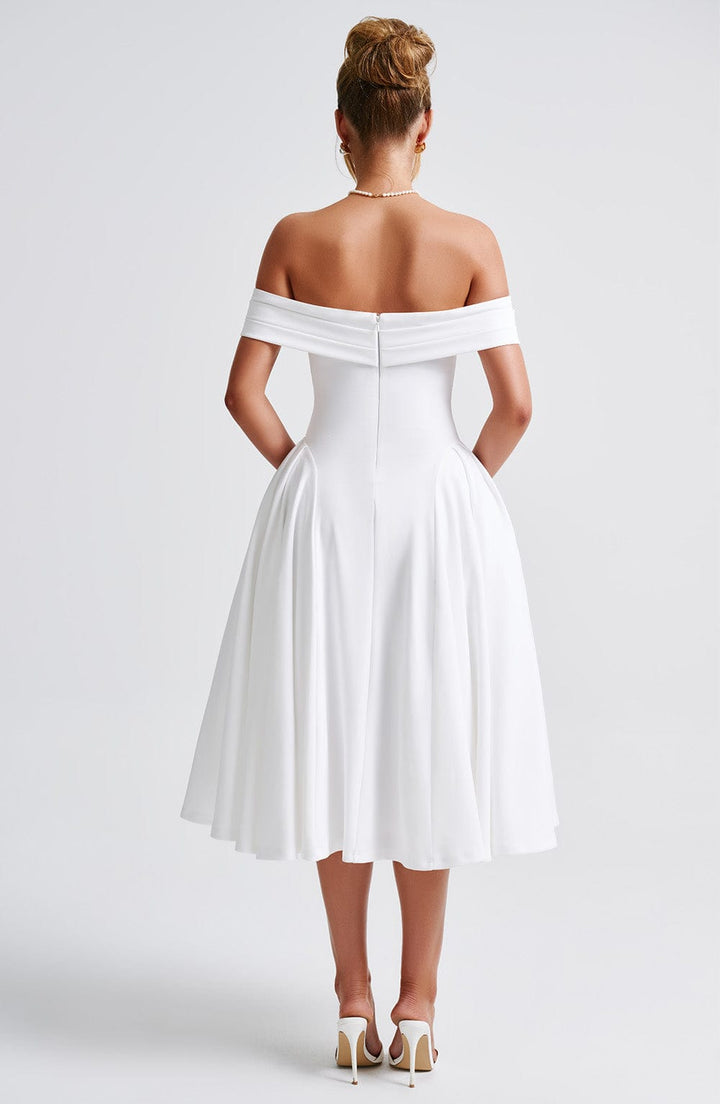 Tahlia™ | Off-shoulder pleated midi dress