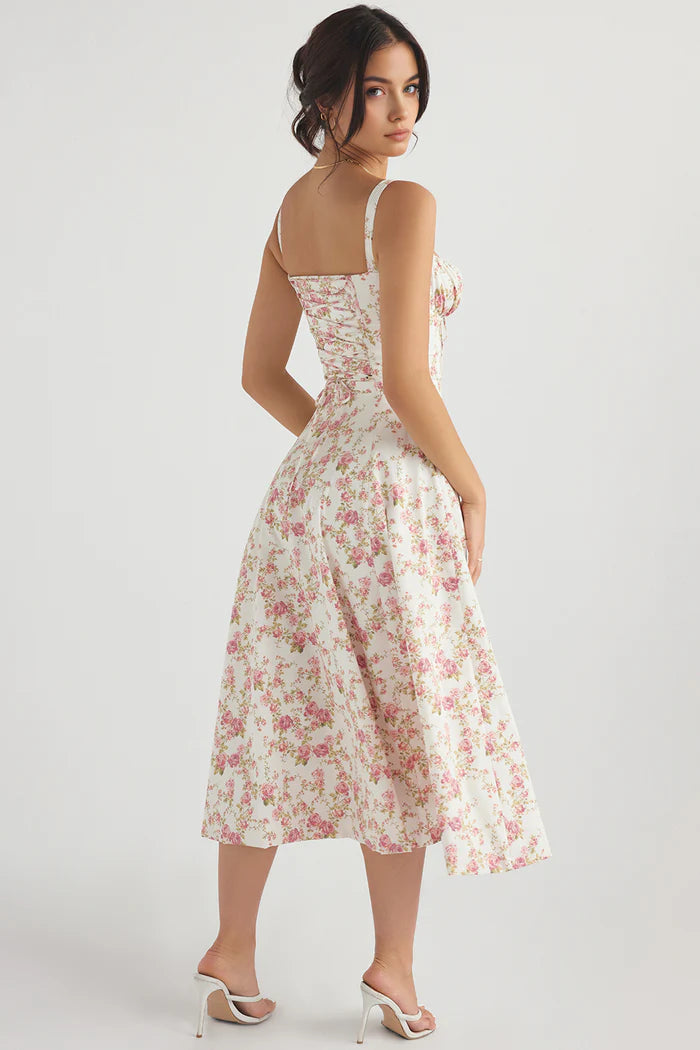 AURORA - LACE-UP CORSET MIDI DRESS