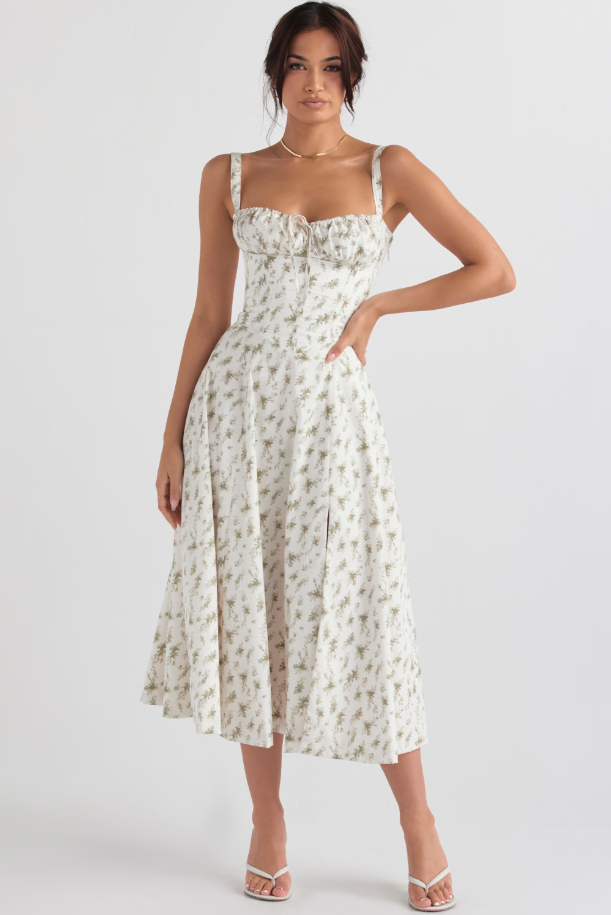 AURORA - LACE-UP CORSET MIDI DRESS